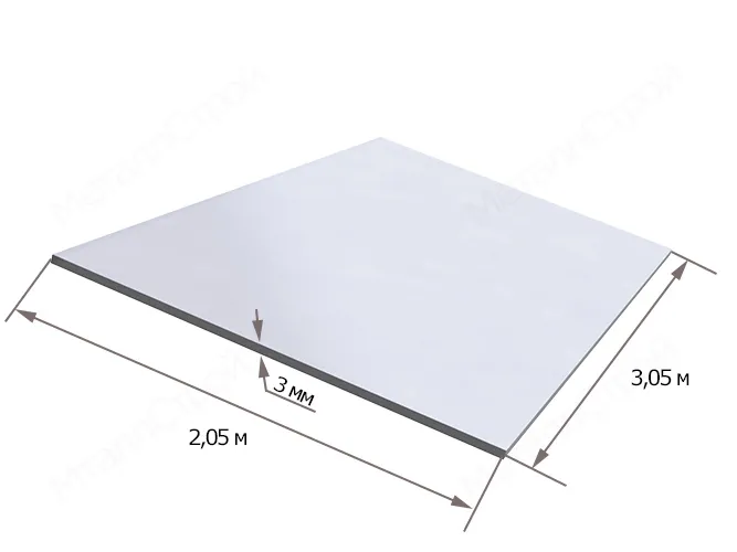 Монолитный поликарбонат 3 мм 2.05х3.05 м прозрачный фото