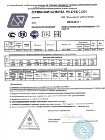 Сертификат Сертификаты на Труба водогазопроводная